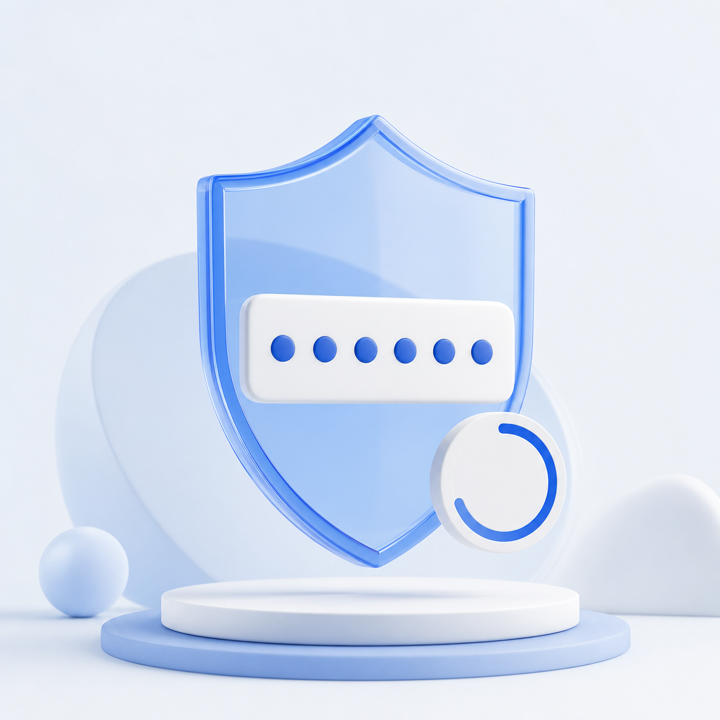 A blue glass shield protecting an authentication card